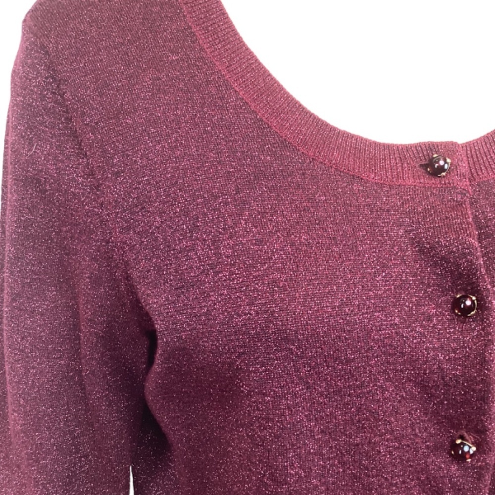 Talbots Sparkle Metallic & Plum Cardigan Sweater Size Medium‎ - Picture 4 of 8